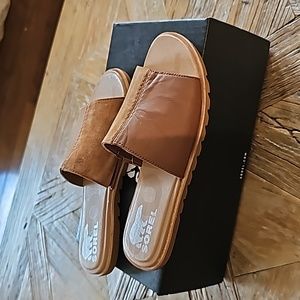 Sorel Brown Slide Sandals